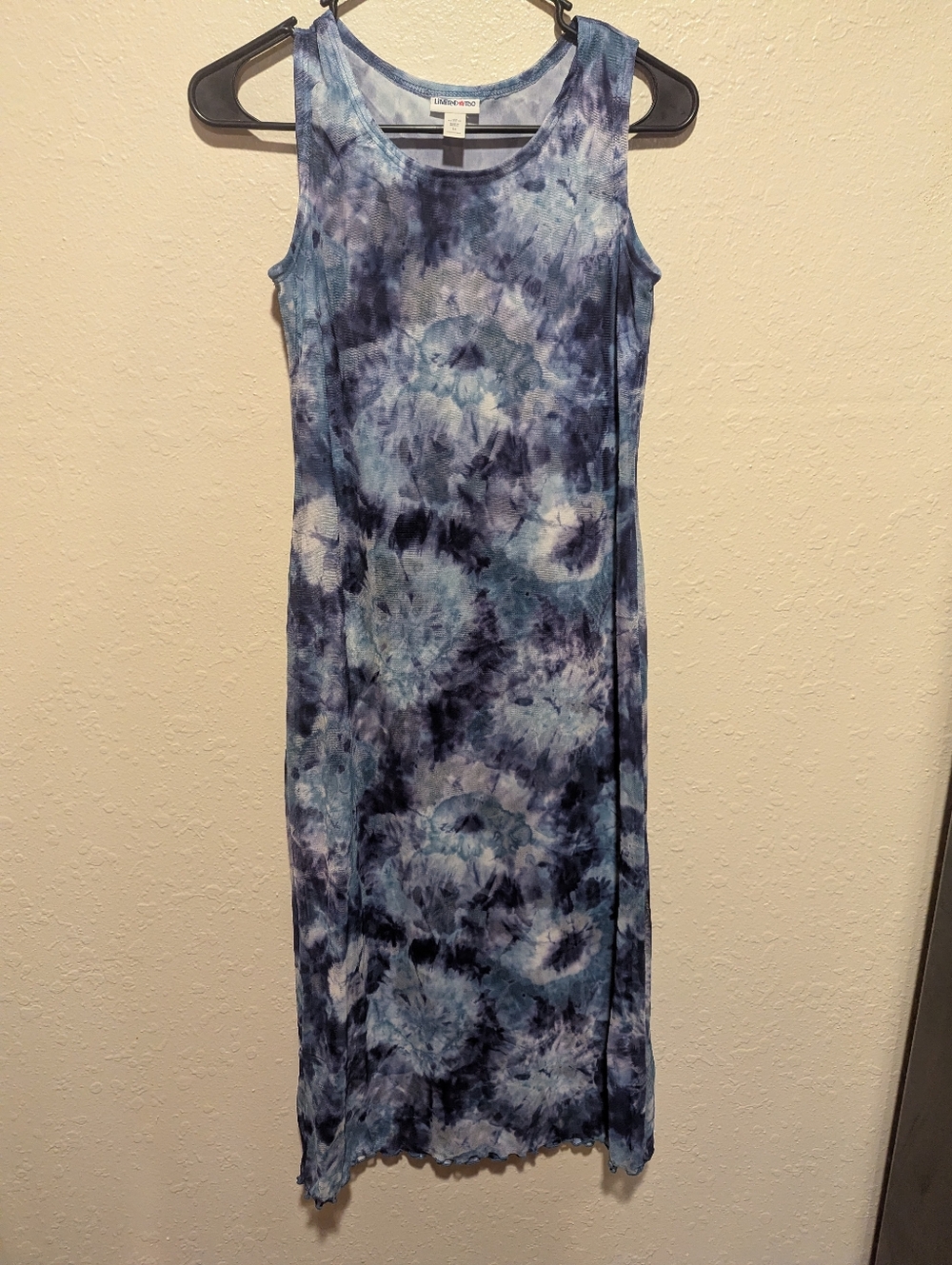 Vtg Limited Too Blue Tie Die Maxi Dress Girls Size 14 Sleeveless Summer Y2K